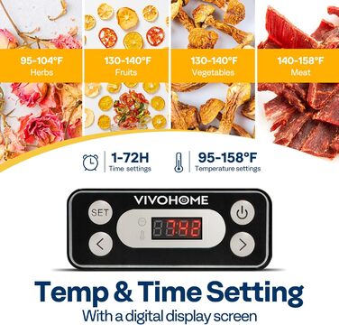 Дегидратор на 5 полок 400 Вт, черный VIVOHOME