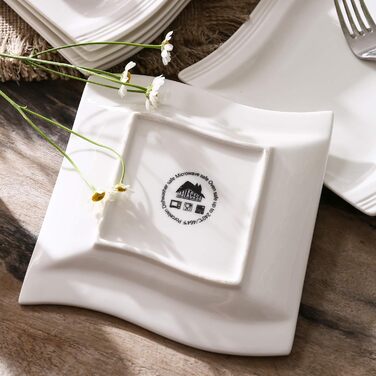 Серія FLORA, набір з 6 порцелянових креманки для каш, миски для рису 450 мл, закусочної миски, десертної миски для салату, супів, рамен, фруктів і т.д. 13,5x13,5x5,4 см (біла, десертна тарілка 6 шт.)