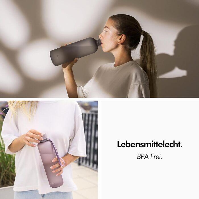 Пляшка для води 1,5 л тританова, попелясто-чорна KIVY