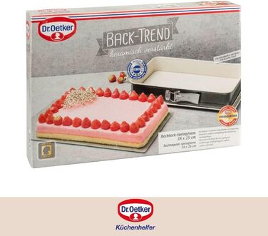 Прямокутна пружинна форма 28 см BACK-TREND, форма для торта із захистом від протікання, квадратна форма для випічки зі сталі з армованим керамікою антипригарним покриттям (колір крем/антрацит), кількість (38 x 25 см, одинарна)