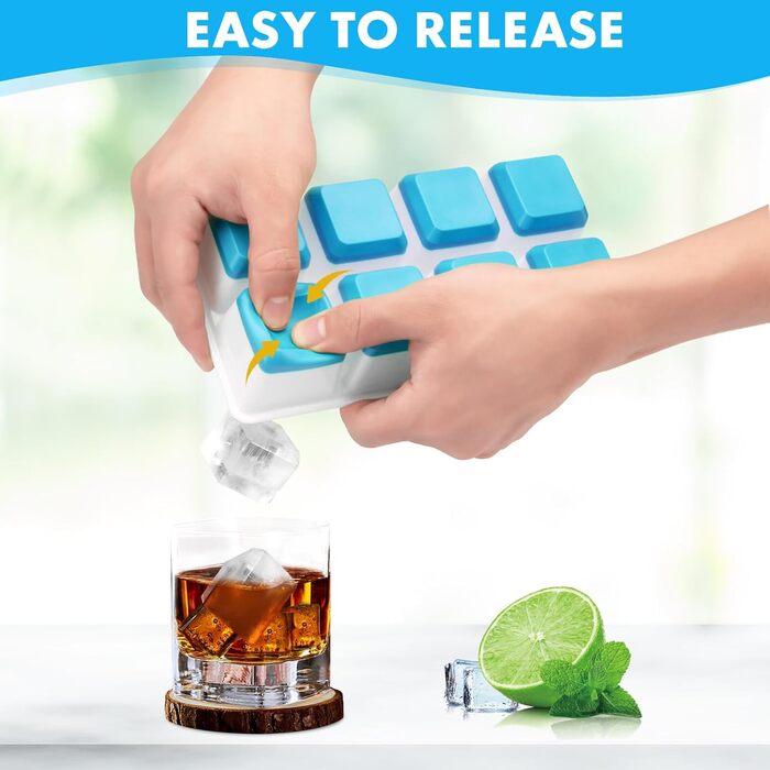 Силіконова форма для кубиків льоду Sinnsally, Набір з 3 формочок для кубиків льоду та льодових кубиків, Кубики льоду з кришками, Кулька для форми для кубиків льоду, Форма для льоду, Контейнер для кубиків льоду, Силіконова форма для кубиків льоду, Форма дл