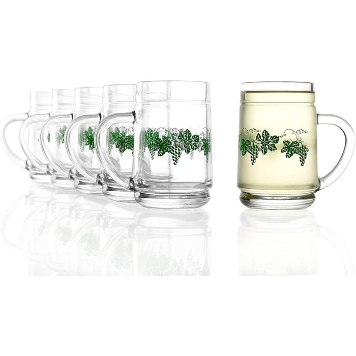 Набір винних кухлів 0,25 л з декором виноградного листя, 6 предметів, Stölzle Lausitz