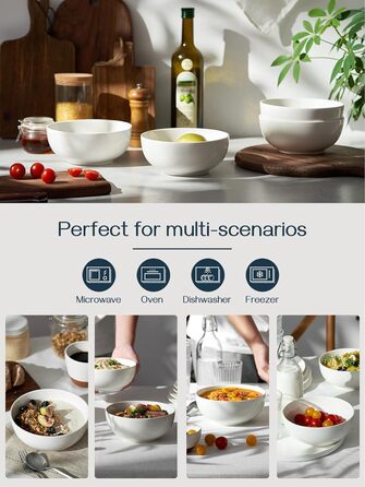 Набір з 4 великих мисок для супу 1,1 л, білий Dowan