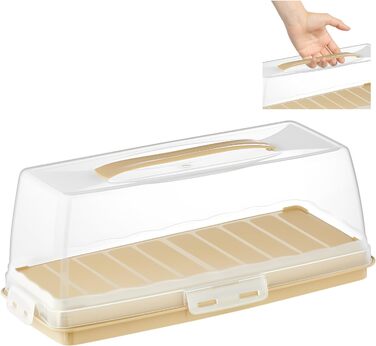 Коробка для транспортировки торта с крышкой, капюшоном и ручкой. Коробка для хранения, контейнер для торта, тарелка для торта, контейнер для торта, коробка для торта, тарелка для торта, начинка для торта, колокольчик для торта - (коричневый, прямоугольный