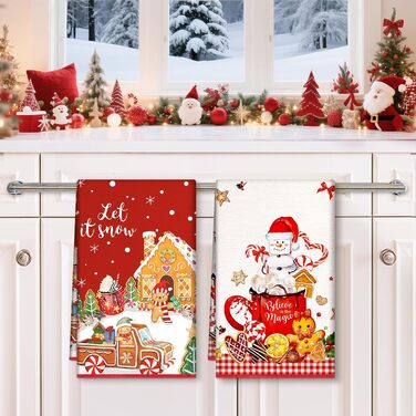 Набір з 4 різдвяних кухонних рушників 60 x 40 см Пряникові чоловічки Arquiel