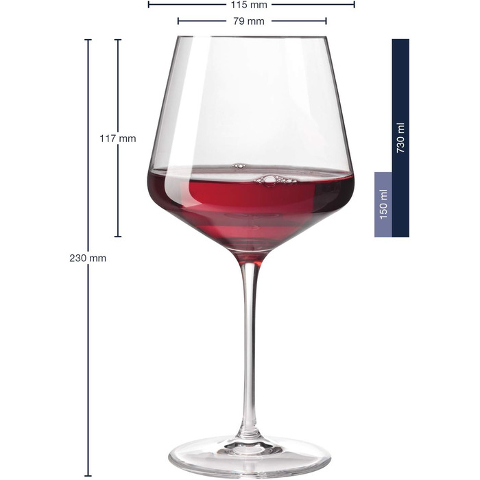 Келихи для рислінгу LEONARDO HOME PUCCINI (набір з 6 шт.) Келихи для вина, стійкі до подряпин (400 мл) Можна мити в посудомийній машині та довговічні Вічні келихи для білого вина Сучасний дизайн Келих для рислінгу Puccini 069540 6 келихів (Бордовий келих 