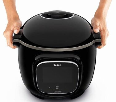 Tefal Мультиварка скороварка Cook4me Touch, 1600Вт, чаша-6л, сенсорне керування, 13 програм, управл. смартф., метал, пластик, чорний