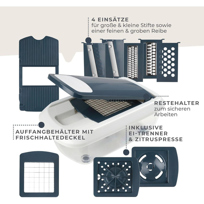 Багатофункціональний подрібнювач овочів з 11 різними насадками 25,5 x 14,9 x 9,5 см Fackelmann