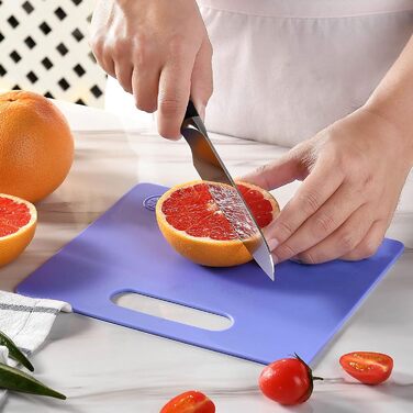 Обробна дошка Linoroso Пластикова кухонна дошка Набір дощок для сніданку з 3 обробних дощок з отвором для соку, дошка для розморожування Фруктова дошка Нековзне різання, стійке до антибактеріальної посудомийної машини Сейф для посудомийної машини - (фіоле