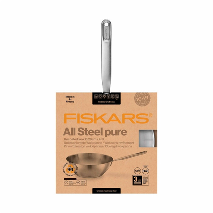 Сковорода Wok Fiskars All Steel Pure матовая 28 см (1065629)