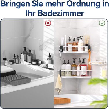 Набір кутових полиць для душу, 3 предмети, білий YASONIC