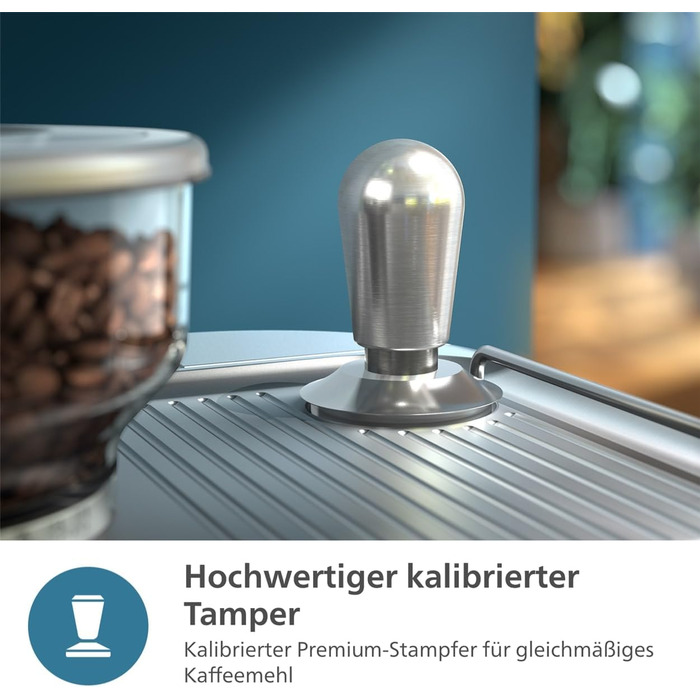 Напівавтоматична еспресо-машина Philips Barista Brew - одинарний та подвійний еспресо кнопка американо, подвійний бункер для зерен 280 г, інтуїтивно зрозумілі інструкції, калібрований тампер (PSA3228/41)