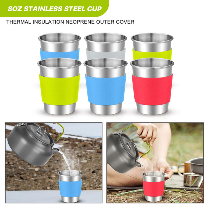 Набор посуды для кемпинга на 6 человек, нержавеющая сталь Odoland