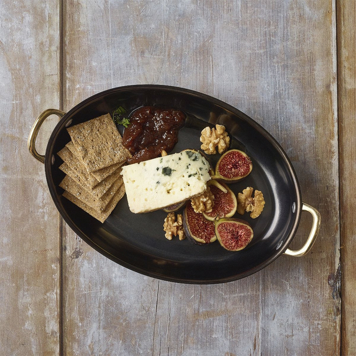 Сковорода для подачи 24.5*17.5 см, 1000 мл, овальная, металлическая, Black Vintage Steel, GenWare