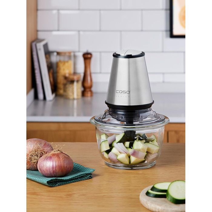 Універсальний подрібнювач, 4 високоякісних ножа з нержавіючої сталі, міцна скляна ємність об'ємом 1,2 літра, ідеально підходить як подрібнювач для фруктів, овочів, риби, м'яса, горіхів, 400