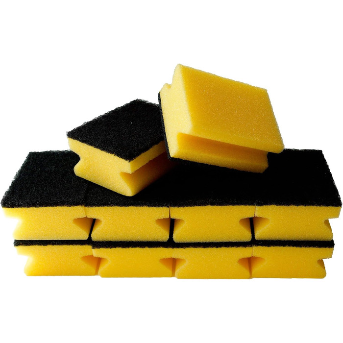 Губка для миття посуду, набір 10 предметів, жовтий/чорний Sonty