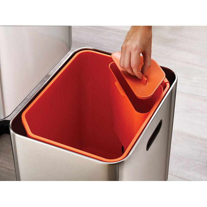 Контейнер для сміття з двома баками 60 л металік Totem Compact Joseph Joseph