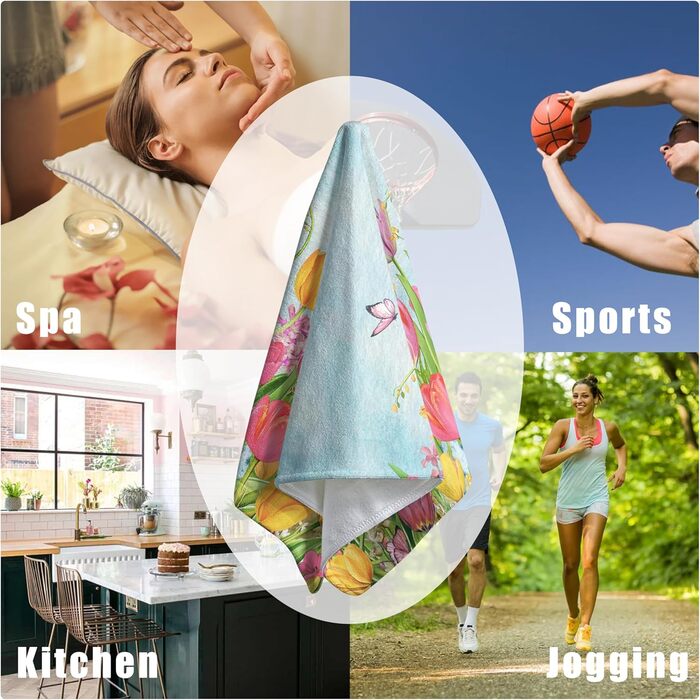 Різдвяні кухонні рушники Kwlegh, рушник для рук, різдвяна ялинка, цукерка-тростина, сніжинка, рушник для пальців, набір з 2 шт. , милий чоловічий банний рушник, високопоглинаючі рушники, 36 x (тюльпан і метелик)