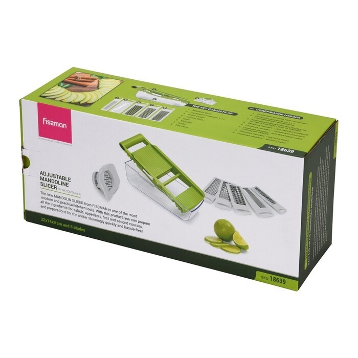 Терка-шатківказ Fissman з контейнером 32x14x9 см з 5 змінними лезами нерж. сталь (18639)