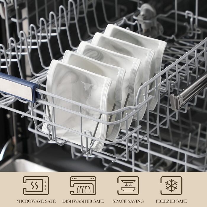 Серія FLORA, набір з 6 порцелянових креманки для каш, миски для рису 450 мл, закусочної миски, десертної миски для салату, супів, рамен, фруктів і т.д. 13,5x13,5x5,4 см (сірий, 6 шт. салатник)