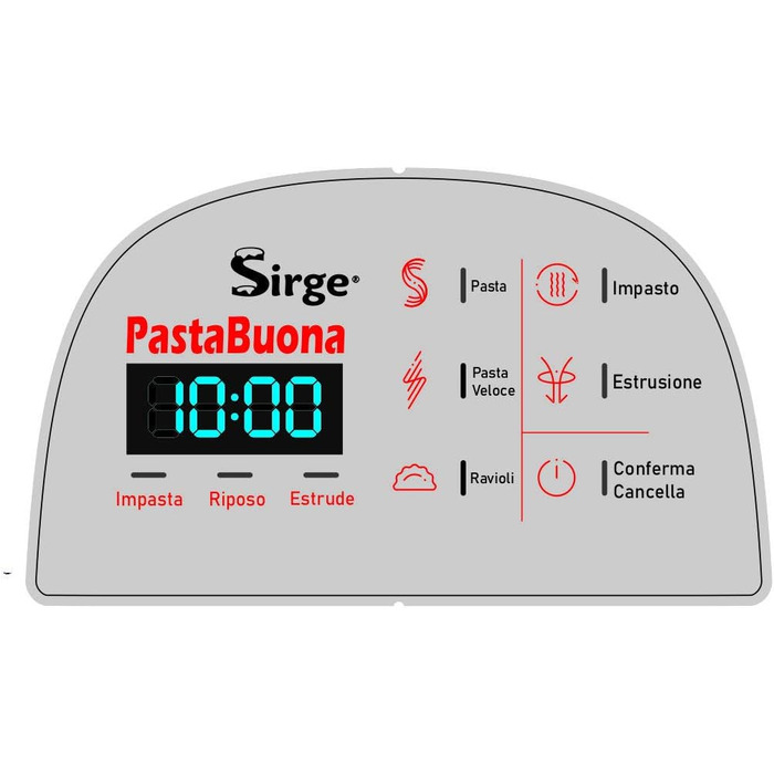 Тістомішильна машина Sirge PASTABUONA 260 Вт - 13 Trafil - до 720 г тіста - автоматична та з режимом очікування - вкл. аксесуари для хліба/піци/фокаче