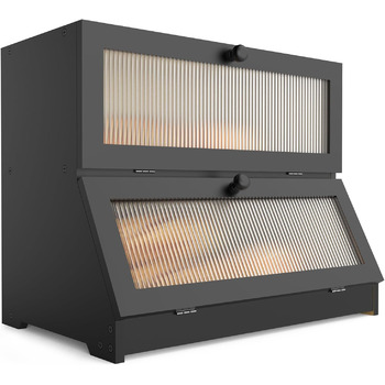 Дворівнева бамбукова хлібниця 40 x 25 x 33 см, чорна Itslife