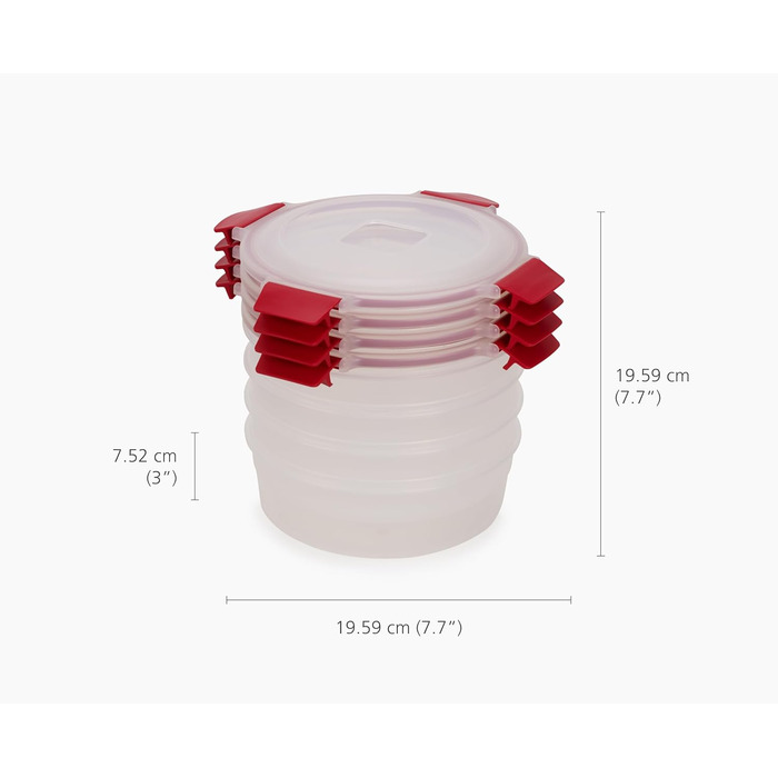 Набір круглих пластикових контейнерів 1 л з кришкою, 4 предмети, червоний Joseph Joseph