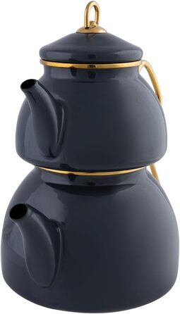 Набір емальованих чайників Karaca Retro, турецький набір чайників, чайник, індукційний сейф, 2,3 літра (темний антрацит)