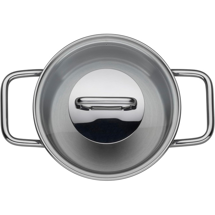 Набір посуду Silit Extra Cook каструлі 12/14 см зі скляною кришкою, внутрішньою мірною шкалою, широким обідком для зручного зливання, з нержавіючої сталі Crominox, для невеликих порцій, компактно складаються, запобігають розтіканню (каструля для смаження,