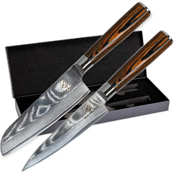 Набір з 2 професійних кухонних ножів 24 см Damascus Wolfblood