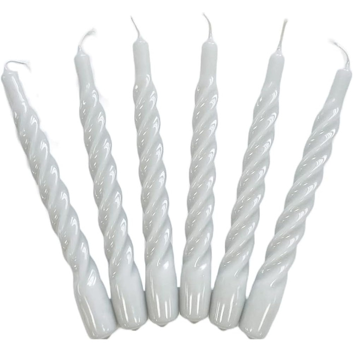 Свічки з крученим конусом, виготовлені в Італії, доступні 25 кольорів, лаковані настільні свічки, спіральні свічки з тривалим часом горіння 5 годин, декоративні свічки, 6 шт. , 2,2 x 21 см (світло-сірі)