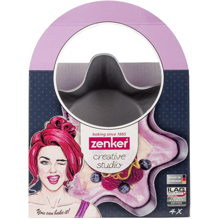 Творча студія Zenker Z7480 Ø 26 см, форма для випічки з плоским дном, кругла форма для торта з антипригарним покриттям, креативна випічка (колір рожевий, сріблястий), кількість (форми для випічки)