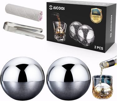 Кубиків льоду з нержавіючої сталі для віскі 2 шт SAICOOS