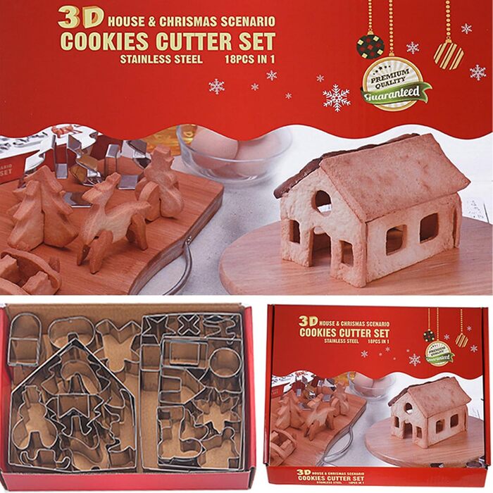 Набір формочок для печива у формі пряникового будиночка, FantasyDay, 10 шт. , формочки для печива з нержавіючої сталі, різдвяні формочки для тематичних тортів, тортів на день народження, помадного печива, сендвічів (4)
