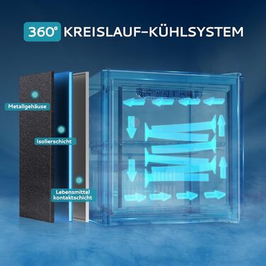 Міні-холодильник зі скляними дверцятами 37 л чорний EUHOMY