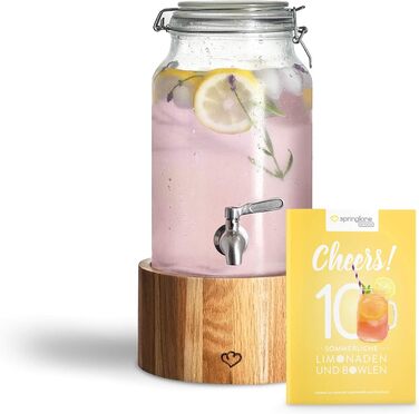 Скляний диспенсер для напоїв 3,8 л з краном та підставкою Springlane Kitchen