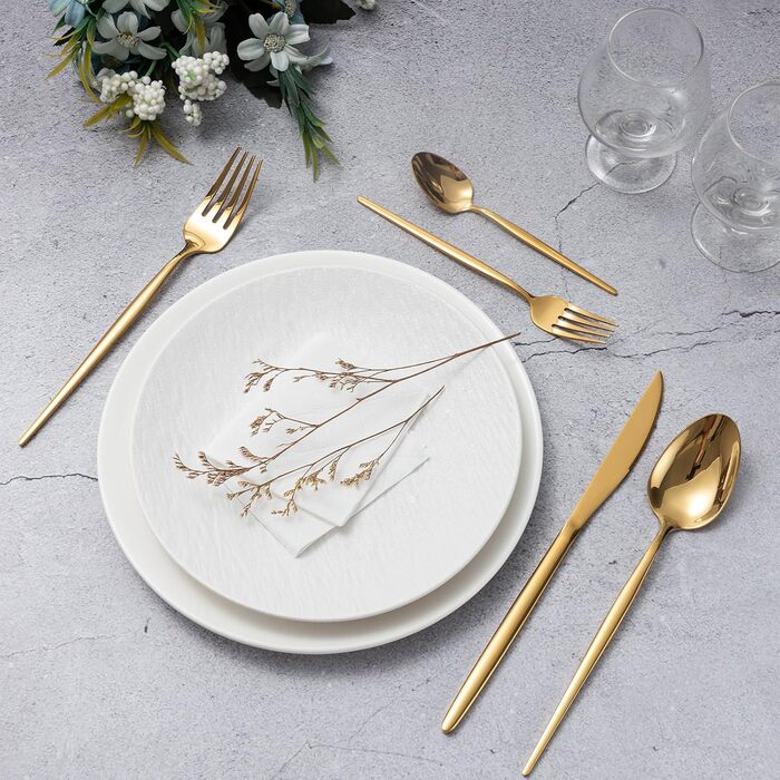 Набір столових приборів на 6 персон, набір 30 предметів, золотистий LAZAHOME