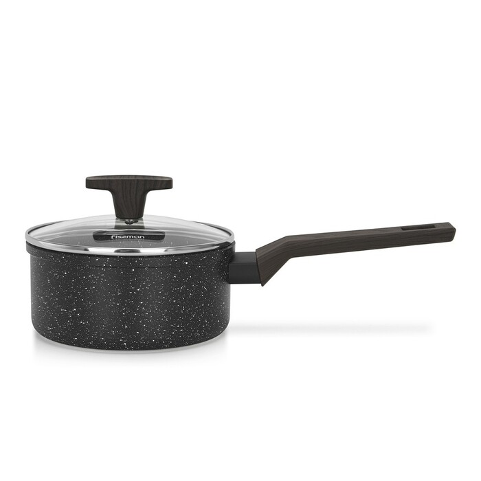 Ківш Fissman CARRIE 16x7,6 см/1,4 л зі скляною кришкою алюміній з антипригарним покриттям (14481)