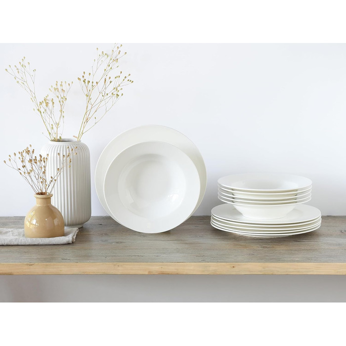 Набір тарілок на 6 персон, 12 предметів, білий Fleur Royal Creatable