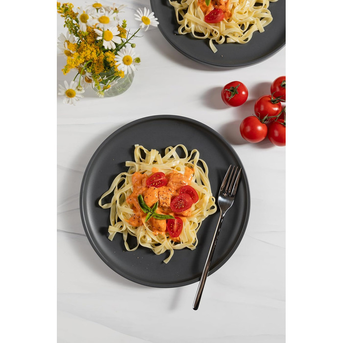 Серия MSER Vada, современный набор тарелок на 4 персоны с высоким гастрономическим качеством, обеденный сервиз из 12 предметов в скандинавском дизайне, прочный фарфор, серый матовый