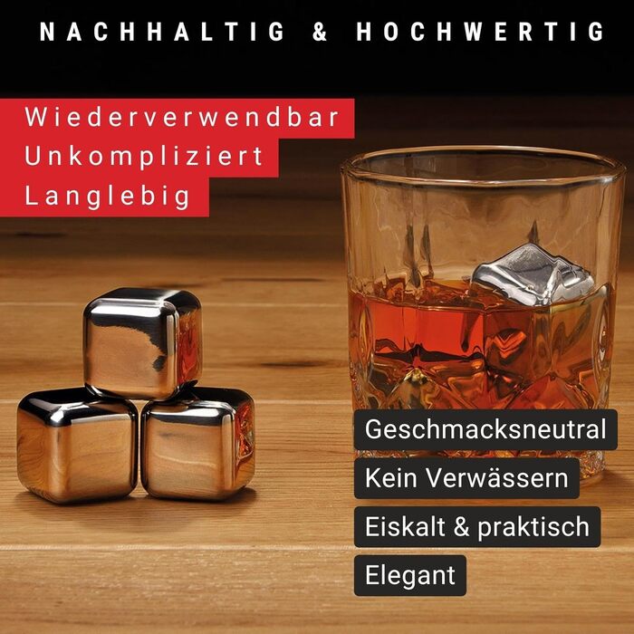 Камені для охолодження напоїв включаючи підставки, щипці, склянка для віскі WOMA