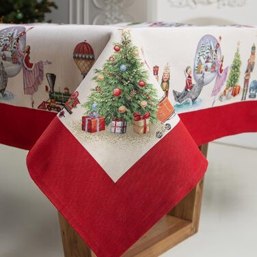 Дім різдвяної гобеленової різдвяної скатертини Скатертина на Різдво та Новий рік (Лускунчик (без блискіток), 140x140 см)