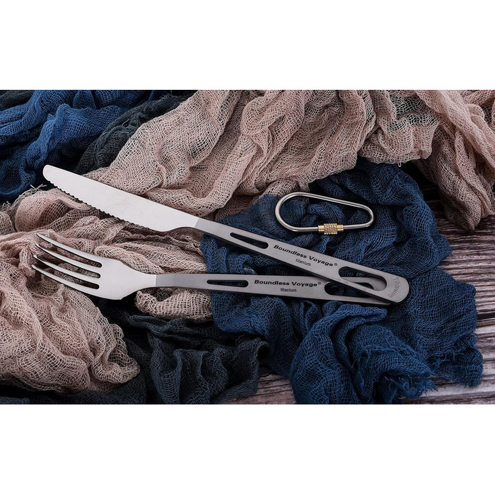 Безмежна подорож Титановий посуд Кемпінговий ніж і виделка Ложка Домашнє використання Набір столових приборів для подорожей для кемпінгу (Ti1558bq)