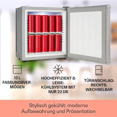 Міні-холодильник 13 л срібний Klarstein