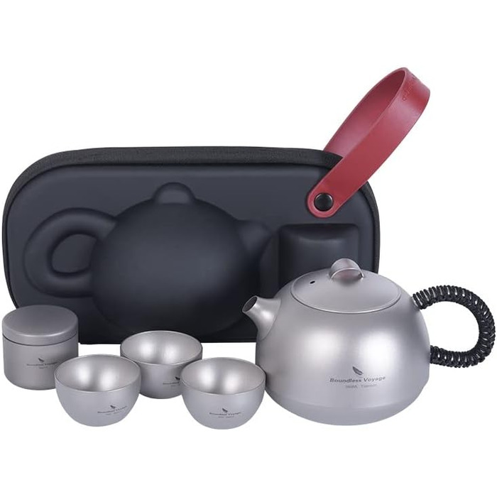 Набор титановых чайников iBasingo с фильтром, ручкой и крышкой для защиты от ожогов Офисный чайный набор 380 мл Набор чашек для чайника для домашнего ультралегкого кемпинга Мини-чайник Ti3109D (Ti3110d Чайник 380 мл 3 чайные чашки 1 набор чайников с кожан