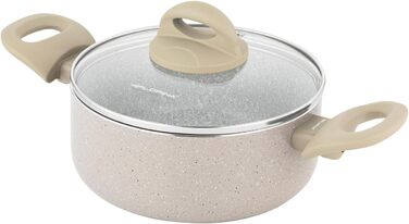 Алюмінієва каструля FLORINA 16 см 1,6 л Підходить для індукції Керамічне покриття, стійке до подряпин М&39яка ручка під дерево Термостійка Для всіх варильних поверхонь Легко миється (ISLA, 1,6 л - 18 см)