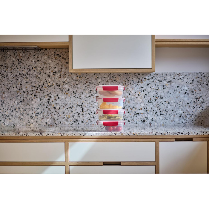 Набор пластиковых контейнеров прямоугольных 1,1 л с крышкой, 4 предмета, красный Joseph Joseph