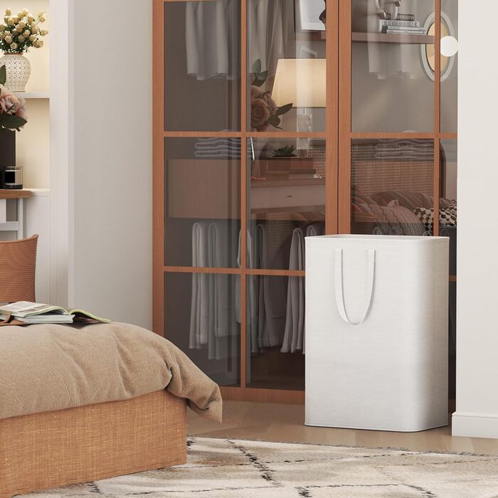 Кошик для білизни Lifewit з 2 предметів 80 л Мішок для білизни, Ящик для білизни Контейнер для білизни Збірник білизни Комод для білизни Кошики для білизни для квартири, гуртожитку, каравану Пральня, білий 2 x 80 л