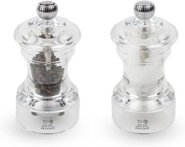 Подарочный набор Line - Мельница для перца Соляная мельница 12 см воронка для специй - Классическая регулировка помола - Алюминий Сертифицированная PEFC древесина - Карбоновые краски (бистро Акрил)