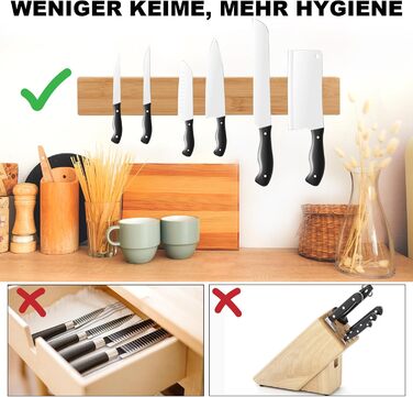 Магнітний тримач для ножів з бамбука 40 см Herboom